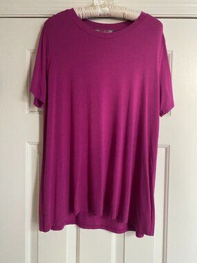Johnny Was Short Sleeve Tunic Solid Color Fuchsia Size M